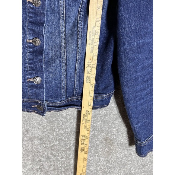 Old Navy Button Up Cropped Jean Jacket Womens Size‎ Small Blue Denim Pockets - Picture 9 of 9